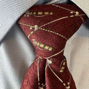 Nautica Men’s Necktie 100% Silk Burgundy Tie with Golf Motif